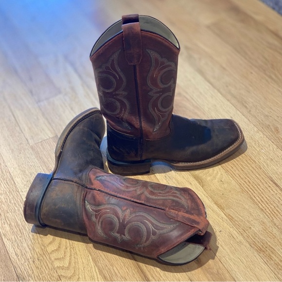 Old West Kids Brown Leather Boots